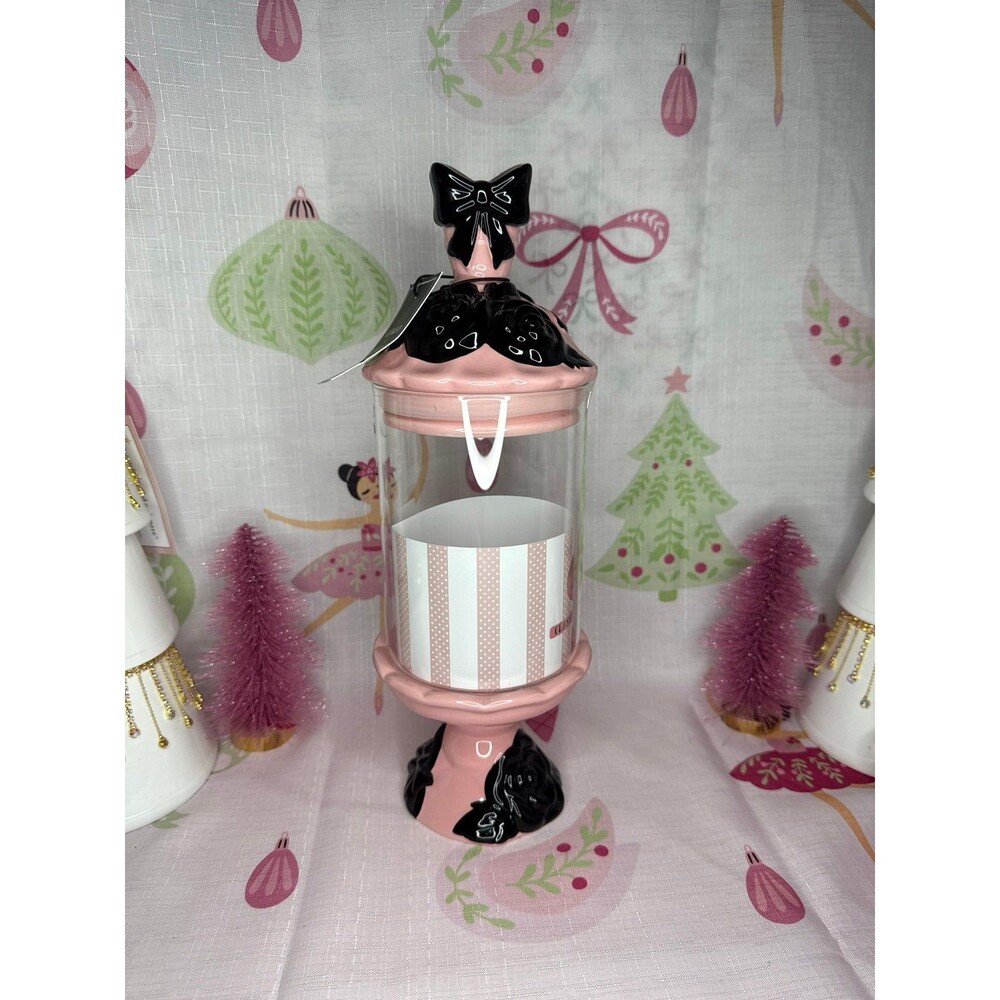 Coquette Black Bow and Pink Glass candy jar